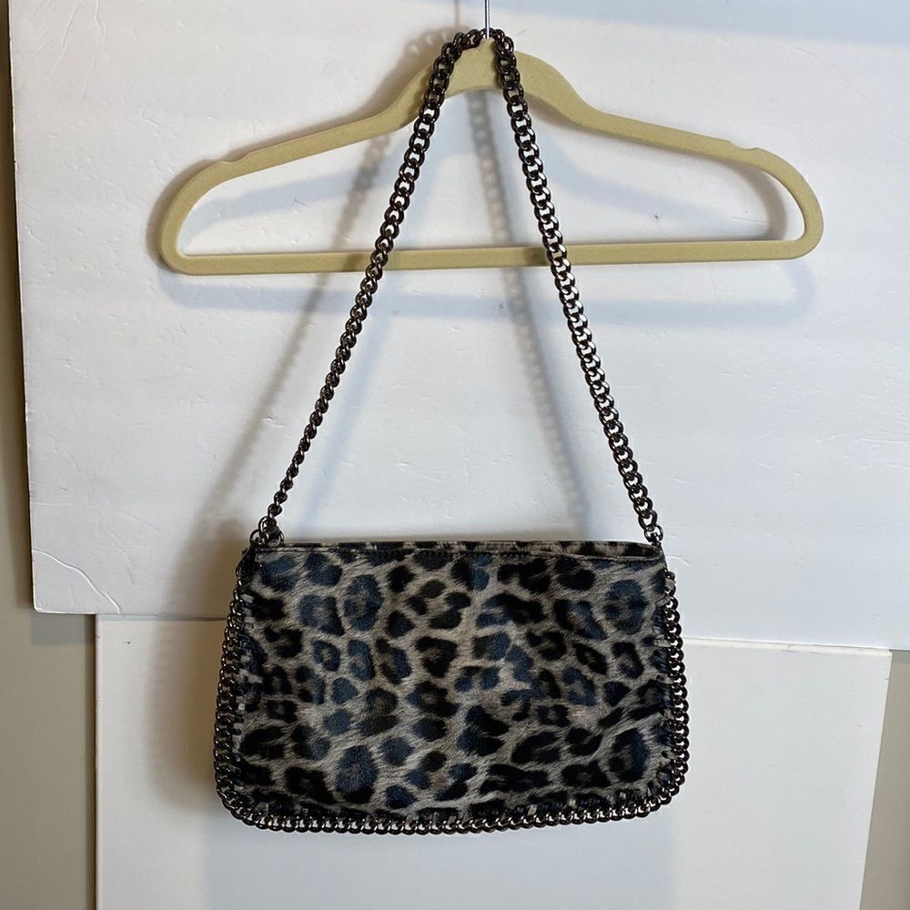 Carlos Santana cheetah print metal chain strap shoulder bag